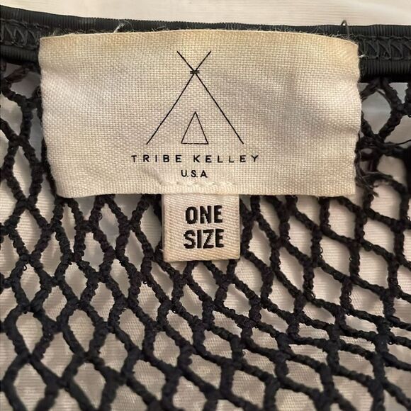 Tribe Kelley Black Fishnet Mesh Pullover Top Shirt Womens One Size - Picture 2 of 11